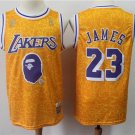 Men's & Youth BAPE Joint Lakers #23 Lebron James Throwback Basketball Jersey Yellow