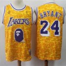 Men's & Youth BAPE Joint Lakers #24 Kobe Bryant Throwback Basketball Jersey Yellow