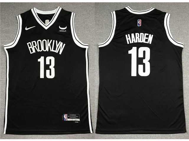 Men's & Youth Brooklyn Nets #13 James Harden Jersey 75th Anniversary Diamond 2022 Black Icon Edition