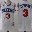 Men's & Youth Sixers #3 Allen Iverson Throwback Basketball Jersey White Stitched