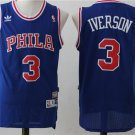 Men's & Youth Sixers Phila #3 Allen Iverson Blue Throwback Basketball Jersey Stitched