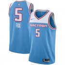 Men's & Youth Sacramento Kings 5# De'Aaron Fox Basketball Jersey Blue City Edition