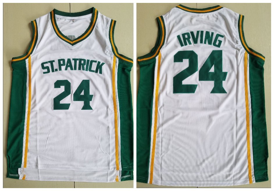 Men's & Youth St. Patrick High School #24 Kyrie Irving White Basketball Jersey