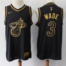 Men's & Youth Miami Heat #3 Dwyane Wade Basketball Jersey Black Gold Stitched