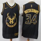 Men's & Youth Milwaukee Bucks 34 Giannis Antetokounmpo Basketball Jersey Black Gold