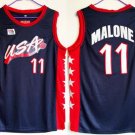 Men's & Youth Karl Malone #11 Throwback 1996 Team USA Basketball Jersey Nvay Stitched