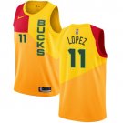 Men's & Youth Milwaukee Bucks #11 Brook Lopez Basketball Jersey Yellow City Edition