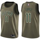 Men's & Youth Milwaukee Bucks #11 Brook Lopez Salute to Service Basketball Jersey Green