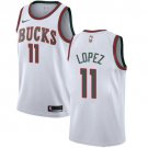 Men's & Youth Milwaukee Bucks #11 Brook Lopez Swingman White Basketball Jersey