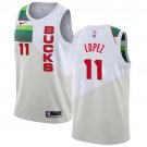Men's & Youth Milwaukee Bucks #11 Brook Lopez White Swingman Jersey Earned Edition