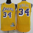 Men's & Youth LA Lakers #34 Shaquille O'Neal Yellow Throwback Basketball Jersey