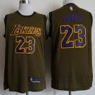 Men's & Youth Los Angeles Lakers #23 LeBron James Basketball Jersey Army Green