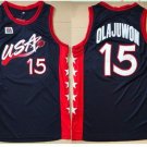Men's Hakeem Olajuwon #15 Throwback 1996 Team USA Basketball Jersey Nvay Stitched