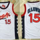 Men's Hakeem Olajuwon #15 Throwback 1996 Team USA Basketball Jersey White Stitched