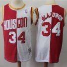 Men's & Youth Houston Rockets #34 Hakeem Olajuwon Red-White Split Spliced Jersey