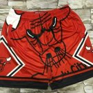 Men's & Youth Chicago Bulls Basketball Shorts Red Big Face With Pocket Print Pants