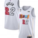 Men's Miami Heat #22 Jimmy Butler Jersey 2023 White City Edition with no.6 Patch