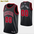 Men's Chicago Bulls #00 Custom Name Number Jersey Black Pinstripe Jumpman New Uniform