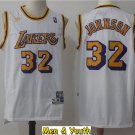 Men's Los Angeles Lakers #32 Magic Johnson Jersey White Classics Throwback Basketball