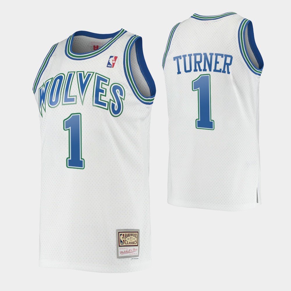 Men's Minnesota Timberwolves #1 Anthony Edwards Jersey White Throwback Classics