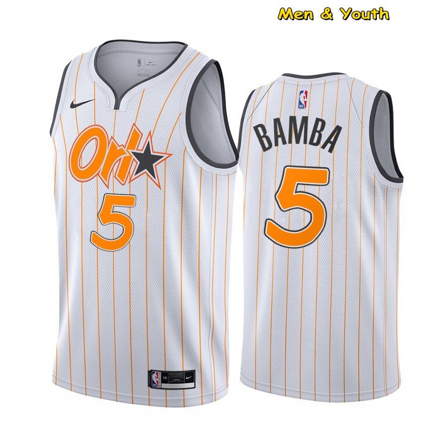 Men's Orlando Magic #5 Mohamed Bamba Jersey White City Edition Swingman Basketball