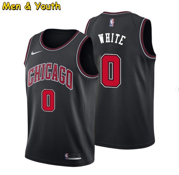 Men's Chicago Bulls #0 Coby White Jersey Black Swingman Basketball