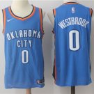 Men's Oklahoma Thunders 0 Russell Westbrook Blue Swingmen Basketball Jersey