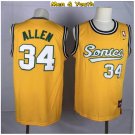 Men's Seattle Sonics #34 Ray Allen Jersey Yellow Throwback Basketball