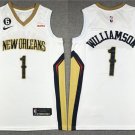 Men's New Orleans Pelicans #1 Zion Williamson Jersey 2023 Association White with no.6 Patch