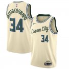 Men's Milwaukee Bucks 34 Giannis Antetokounmpo Jersey Cream 19_20 City Edition Basketball