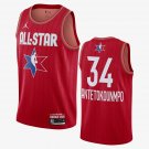 Men's Milwaukee Bucks #34 Giannis Antetokounmpo Jersey Red 2020 All Star Game Basketball