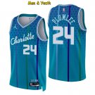 Men's Charlotte Hornets #24 Mason Plumlee Jersey 75th Diamond 2022 Blue City Edition