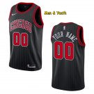 Men's Chicago Bulls #00 Custom Name Number Jersey Black Pinstripe Swingman Basketball