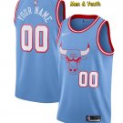 Men's Chicago Bulls #00 Custom Name Number Jersey Blue City Edition Swingman Basketball