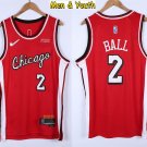 Men's Chicago Bulls #2 Lonzo Ball Jersey 75th Diamond 2022 Red City Edition Basketball