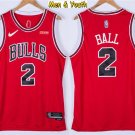 Men's Chicago Bulls #2 Lonzo Ball Jersey 75th Diamond 2022 Red Icon Edition Basketball