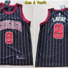 Men's Chicago Bulls #8 Zach LaVine Jersey Black Pinstripe Swingman Basketball