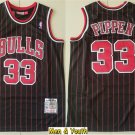 Men's Chicago Bulls #33 Scottie Pippen Jersey Black Pinstripe Classics Throwback Basketball
