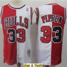 Men's Chicago Bulls #33 Scottie Pippen Jersey Red White Split Classics Basketball