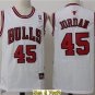 Men's Chicago Bulls #45 Michael Jordan Jersey White Throwback Basketball