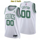 Men's Boston Celtics #00 Custom Name Number Jersey 75th Diamond 2022 White Association
