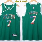 Men's Boston Celtics #7 Jaylen Brown Jersey 75th 2022 Green US Flag Swingman Basketball