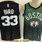 Men's Boston Celtics #33 Larry Bird Jersey Green with Black Salute Swingman Basketball