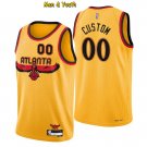Men's Atlanta Hawks #00 Custom Name Number Jersey 2022 75th Diamond Gold City Edition