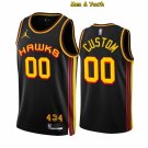Men's Atlanta Hawks #00 Custom Name Number Jersey 2023 Black Statement Edition