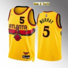 Men's Atlanta Hawks #5 Dejounte Murray Jersey 2022 75th Diamond Gold City Edition Basketball