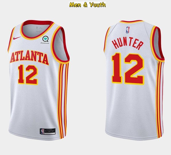Men's Atlanta Hawks #12 De'Andre Hunter Jersey 2021 White Association Swingman Basketball