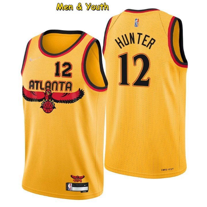Men's Atlanta Hawks #12 De'Andre Hunter Jersey 2022 75th Diamond Gold City Basketball