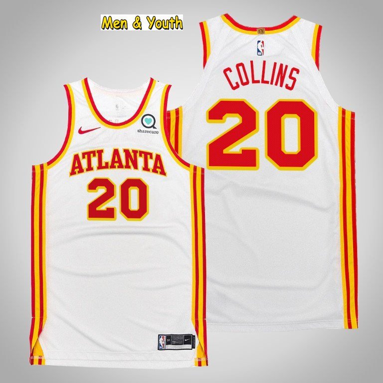 Men's Atlanta Hawks #20 John Collins Jersey 2021 White Association Swingman Basketball