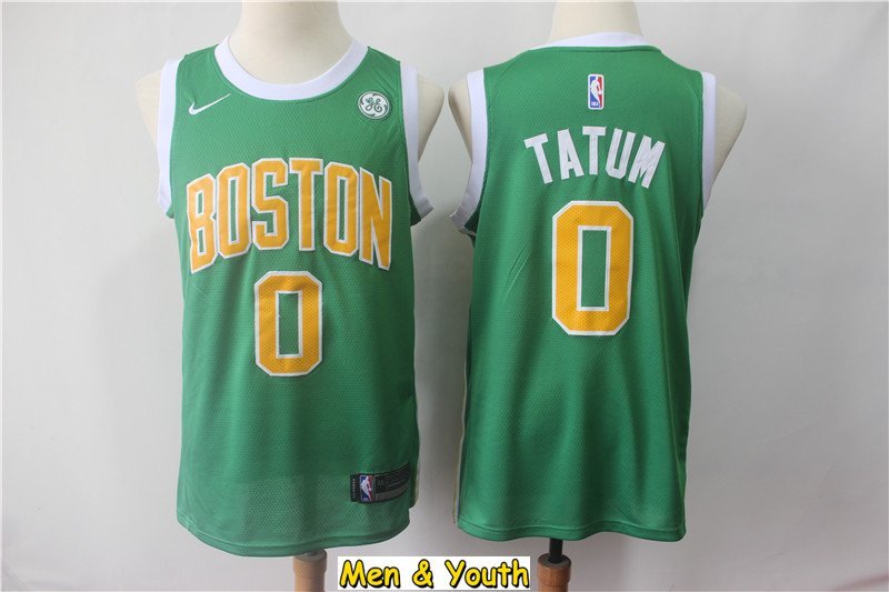Men's Boston Celtics #0 Jayson Tatum Basketball Jersey Green 2019 Earned Edition Basketball